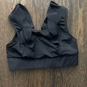 Balera Girls Black Ruffled Crop Top Sports Bra Tank Bralette Dance Gymnastics MC
